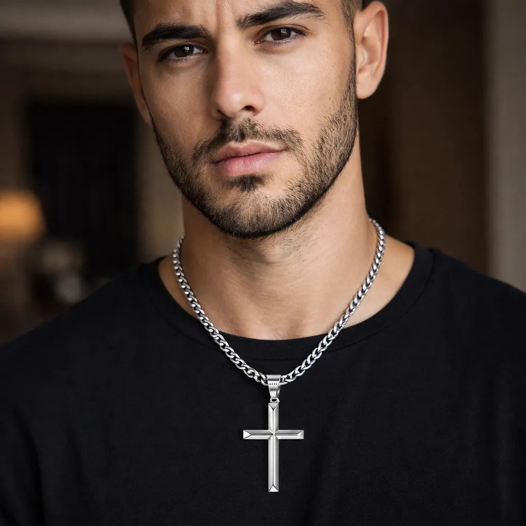 Corrente Masculina Silver Cross Cuban | URBANO'S