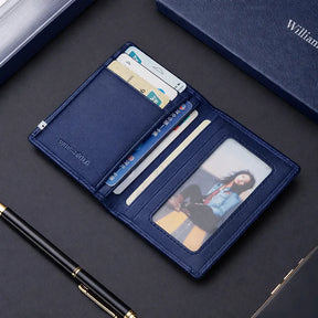 Carteira Masculina Porta-cartões em Couro Lazio azul | URBANO'S
