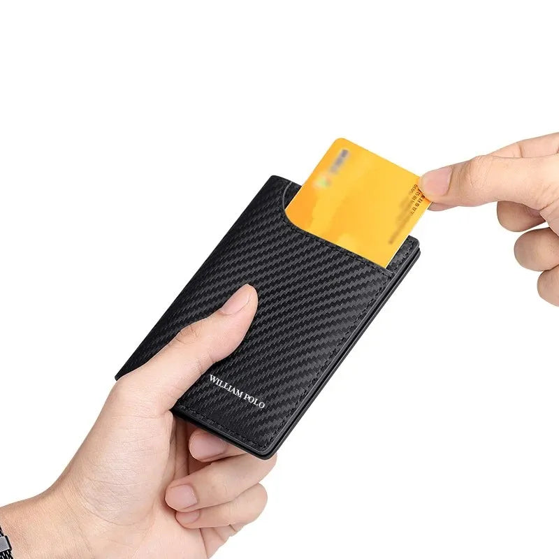 Carteira Masculina de Luxo em Couro Preto - Fibra de Carbono | URBANO'S