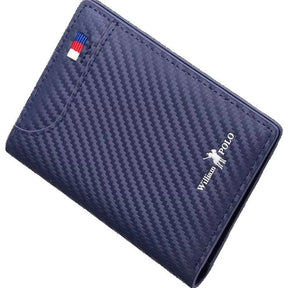 Carteira Masculina de Luxo em Couro Azul - Fibra de Carbono | URBANO'S
