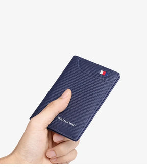 Carteira Masculina de Luxo em Couro Azul - Fibra de Carbono | URBANO'S