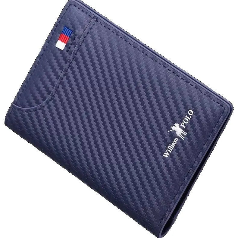 Carteira Masculina de Luxo em Couro Azul - Fibra de Carbono | URBANO'S
