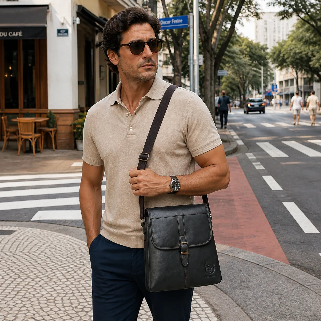 Shoulder Bag Masculina Chicago Preta | URBANO'S