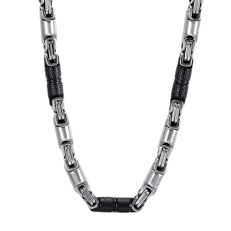 Corrente Masculina Bizantin Prata Preto | URBANO'S