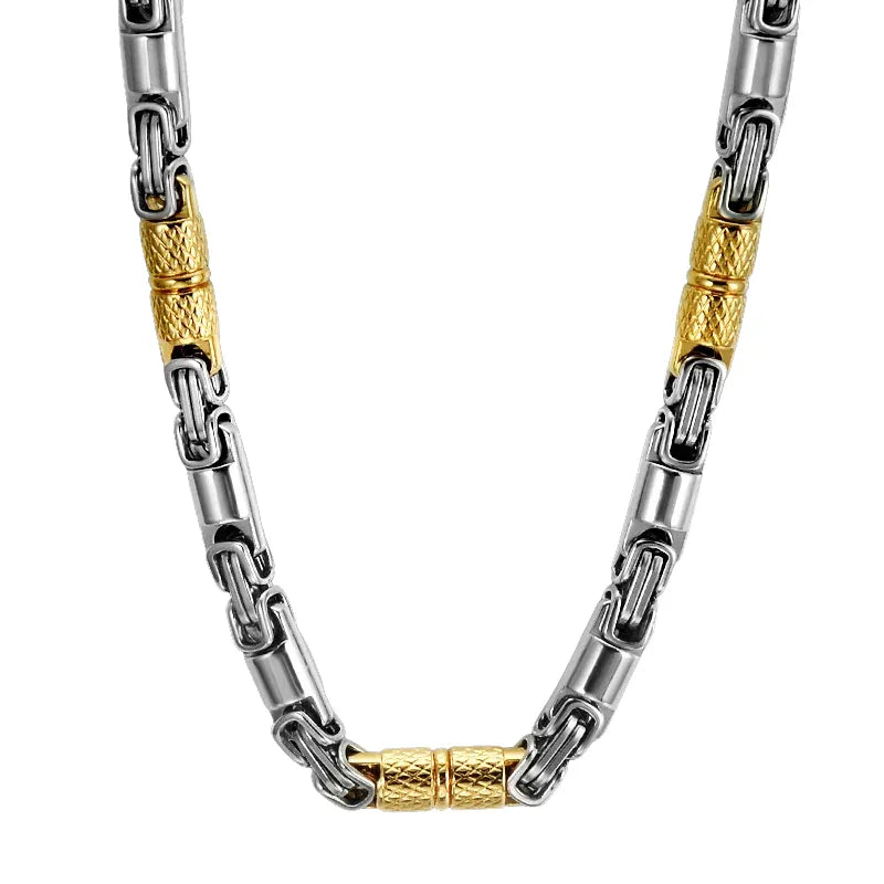 Corrente Masculina Bizantin Prata Dourado | URBANO'S