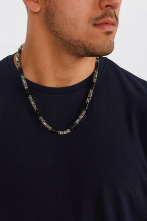 Corrente Masculina Bizantin Prata Preto | URBANO'S