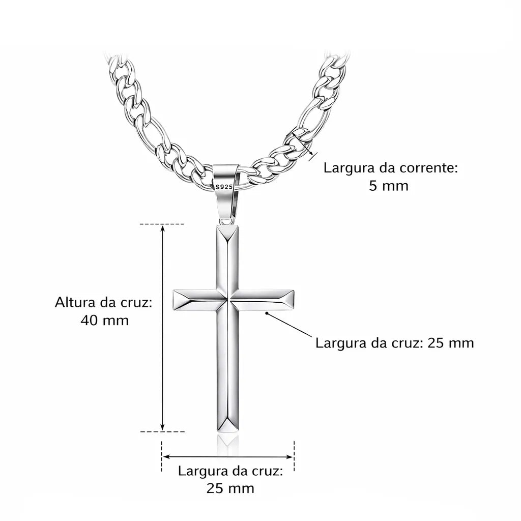 Corrente Masculina Silver Cross Cuban | URBANO'S