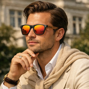 Óculos de Sol Masculino Wood Vermelho | URBANO'S