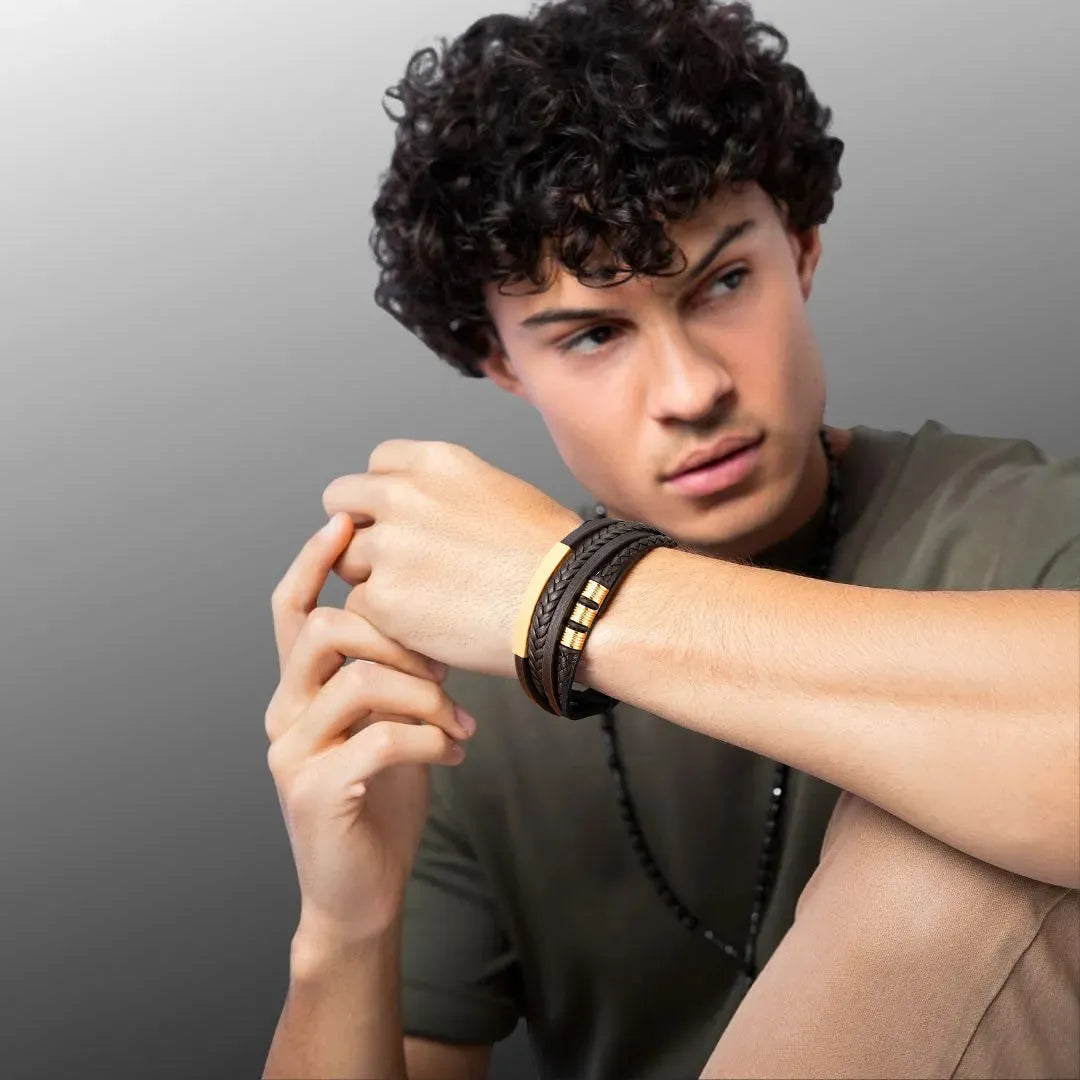 Pulseira Masculina Trivo Dourado | URBANO'S