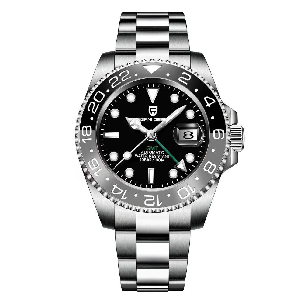 Relógio Automático Preto Cinza GMT Date | URBANO'S