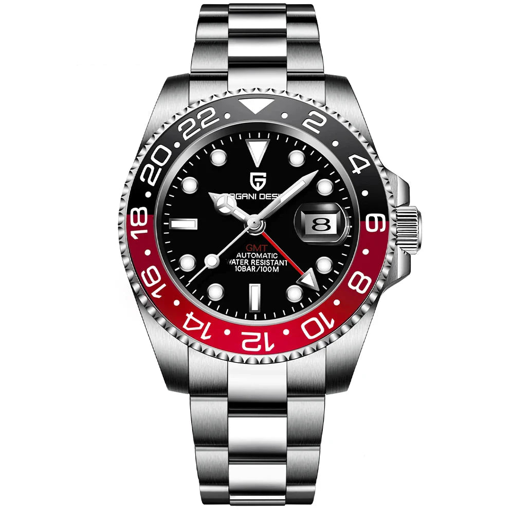 Relógio Automático Preto Vermelho GMT Date | URBANO'S
