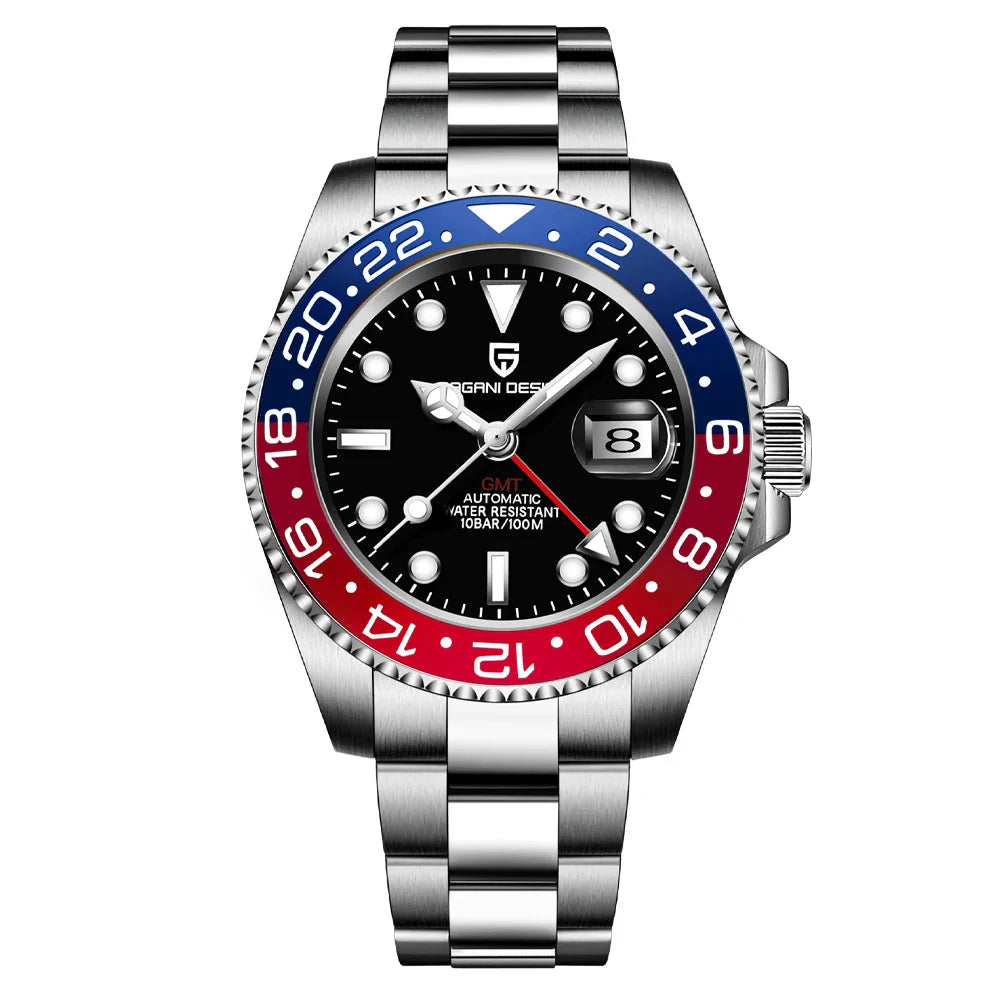 Relógio Automático Vermelho Azul GMT Date | URBANO'S