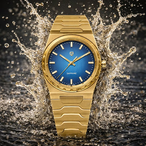Relógio Quartzo Ultra Slim VLX Dourado Azul | URBANO'S
