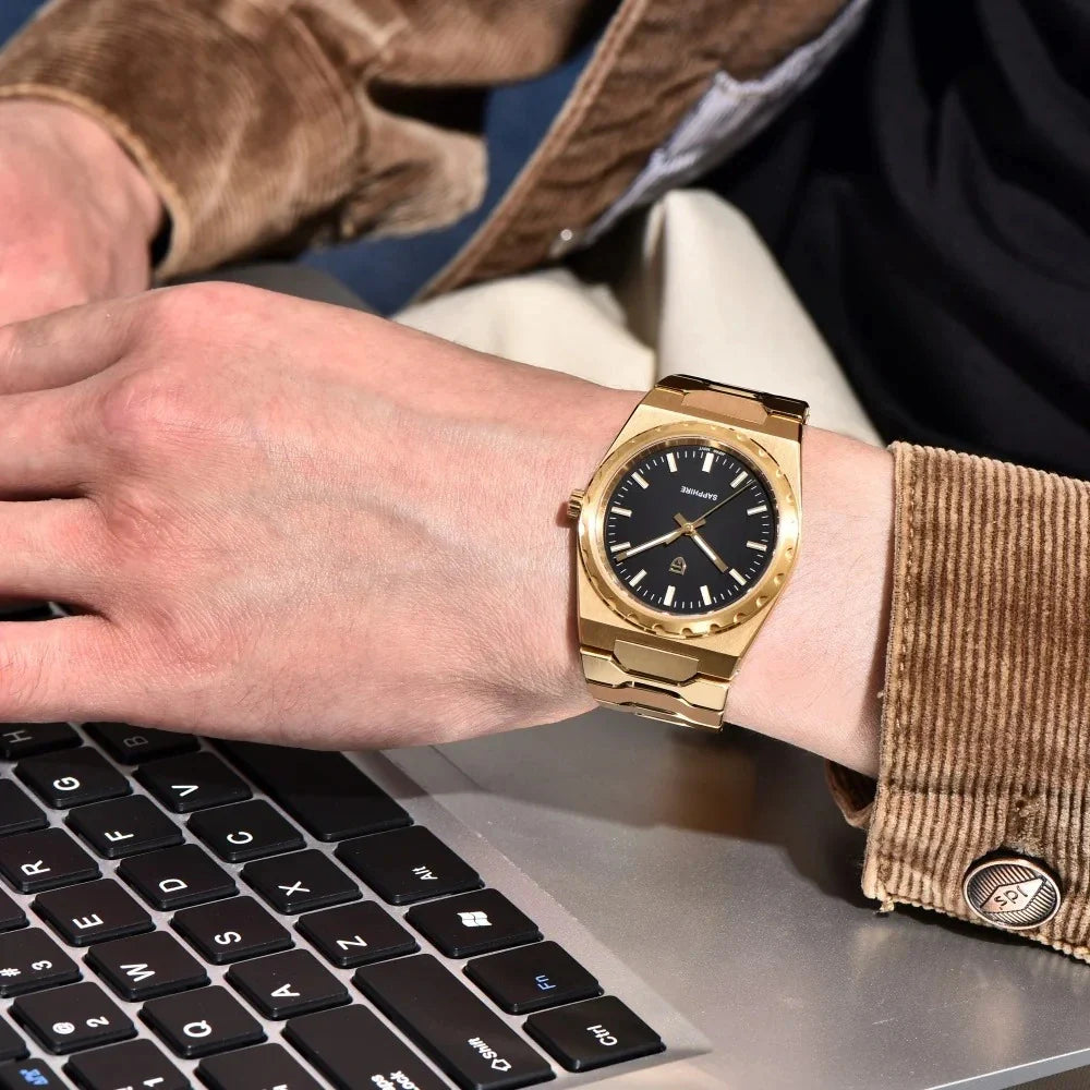 Relógio Quartzo Ultra Slim VLX Dourado Preto | URBANO'S