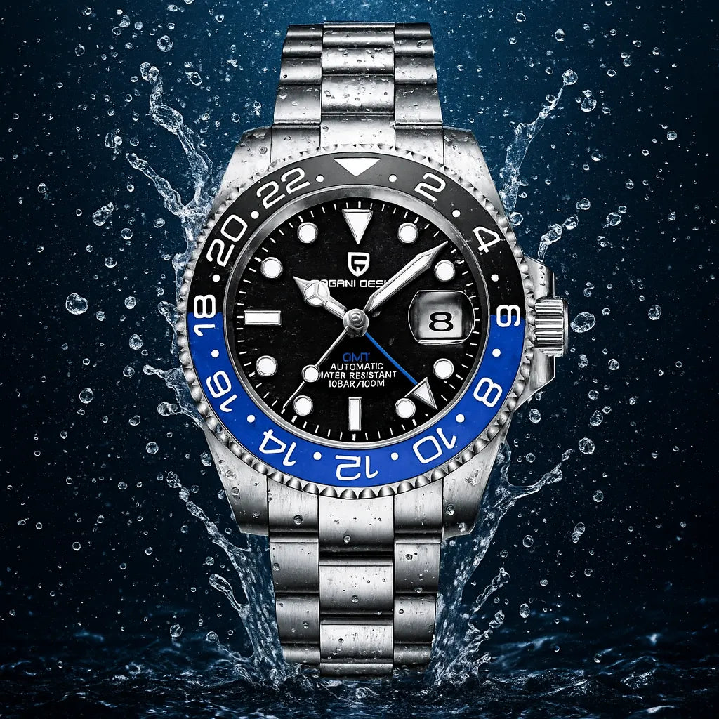 Relógio Automático Preto Azul GMT Date | URBANO'S