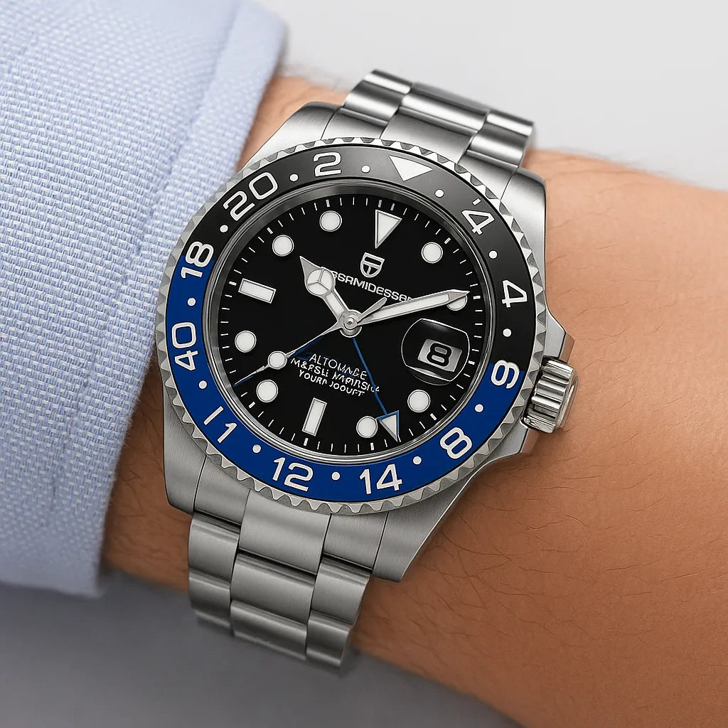 Relógio Automático Preto Azul GMT Date | URBANO'S
