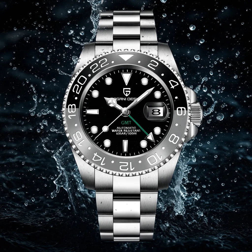 Relógio Automático Preto Cinza GMT Date | URBANO'S