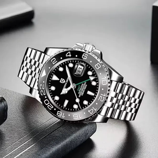 Relógio Automático Preto Cinza GMT Date Jubilee | URBANO'S