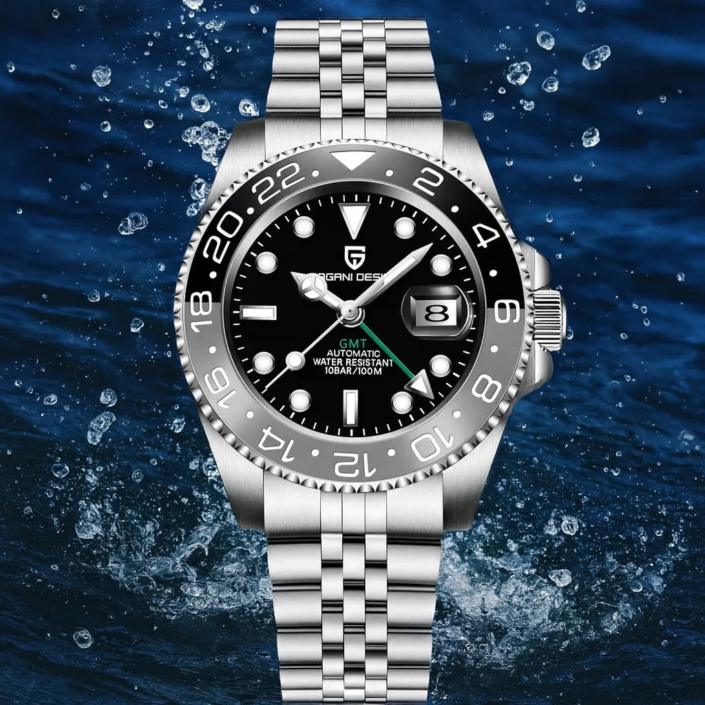 Relógio Automático Preto Cinza GMT Date Jubilee | URBANO'S