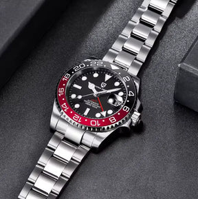 Relógio Automático Preto Vermelho GMT Date | URBANO'S