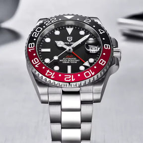 Relógio Automático Preto Vermelho GMT Date | URBANO'S