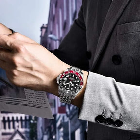 Relógio Automático Preto Vermelho GMT Date Jubilee | URBANO'S