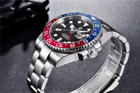 Relógio Automático Vermelho Azul GMT Date | URBANO'S