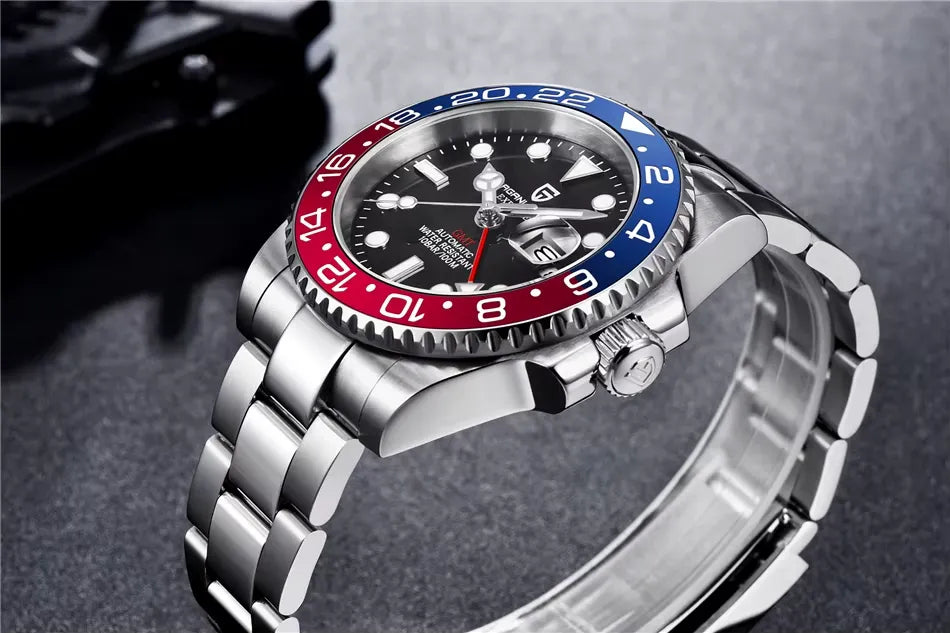 Relógio Automático Vermelho Azul GMT Date | URBANO'S