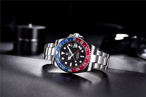 Relógio Automático Vermelho Azul GMT Date | URBANO'S