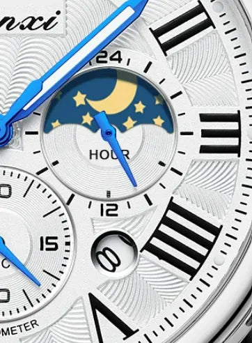 Relógio Cronógrafo Branco Fases da Lua | URBANO'S