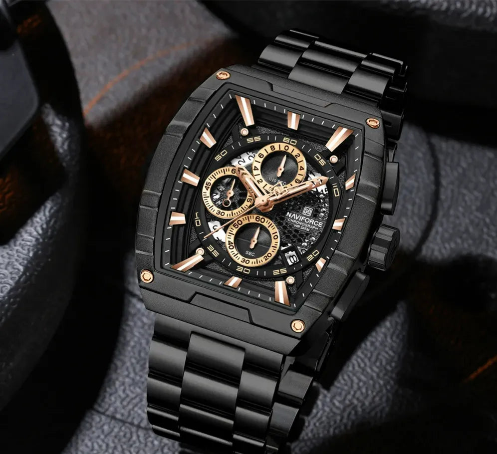 Relógio Cronógrafo Preto Dourado Force King | URBANO'S