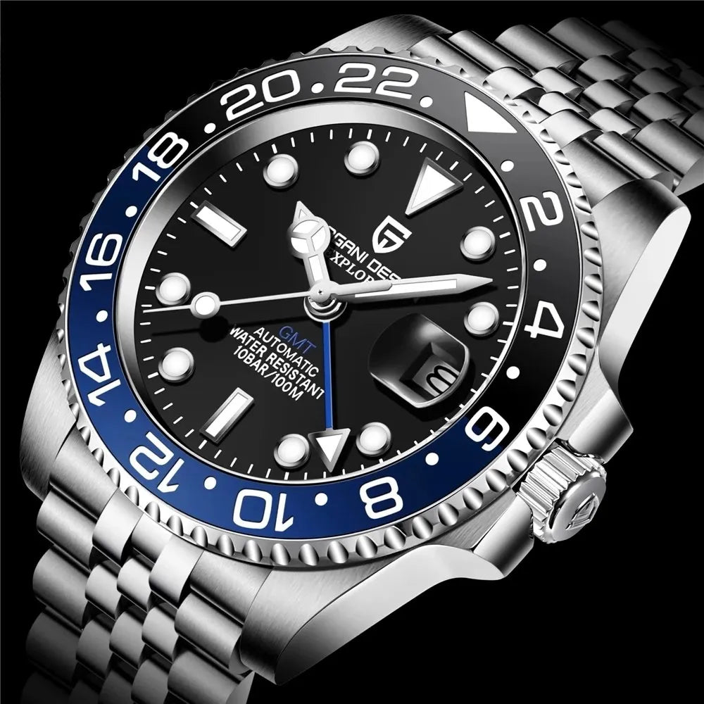 Relógio Automático Preto Azul GMT Date Jubilee | URBANO'S