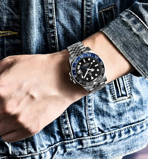 Relógio Automático Preto Azul GMT Date Jubilee | URBANO'S