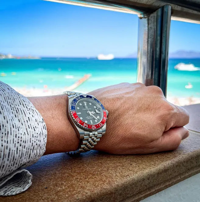 Relógio Automático Vermelho Azul GMT Date Jubilee | URBANO'S