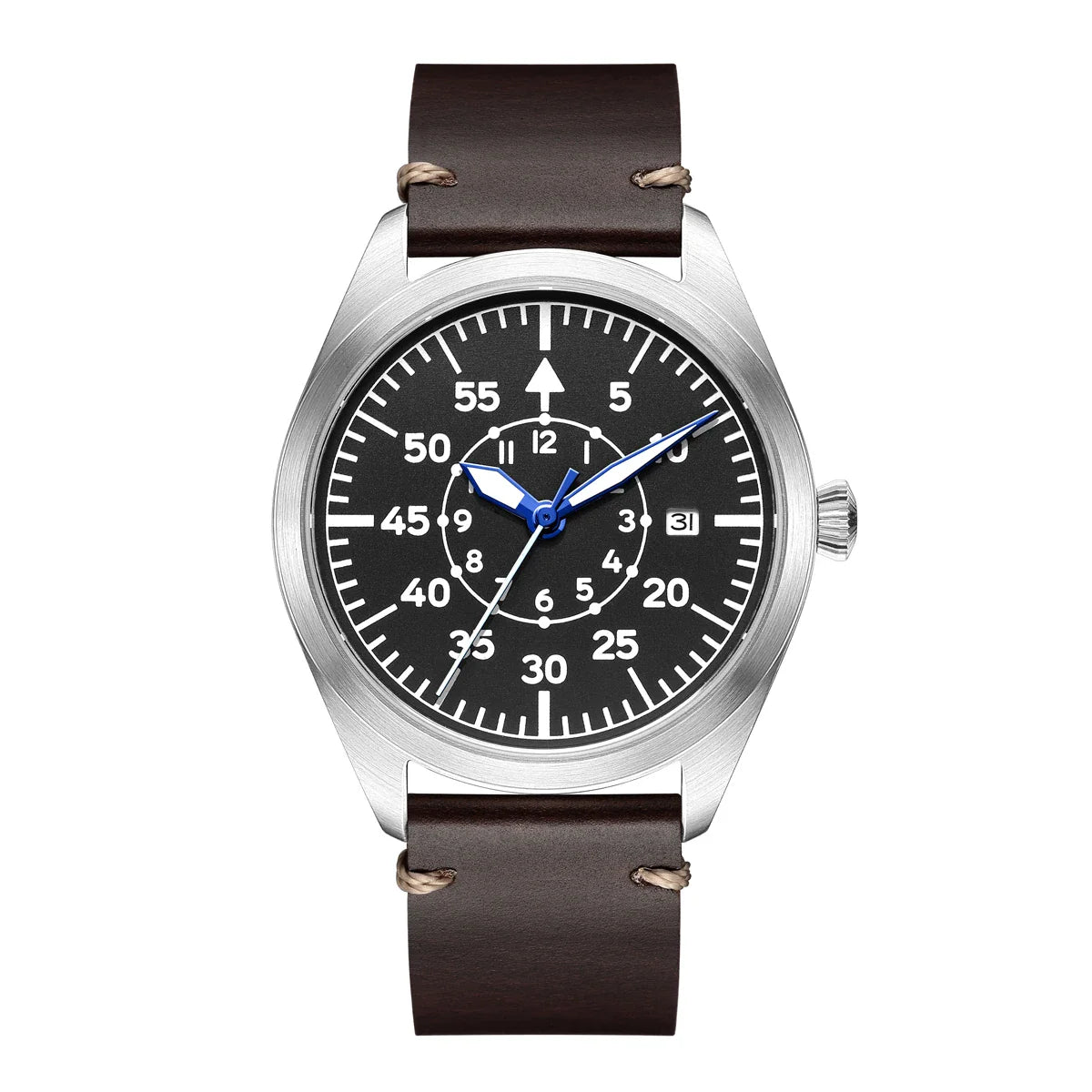 Relógio Militar Automático Pilot Aviator Marrom | URBANO'S