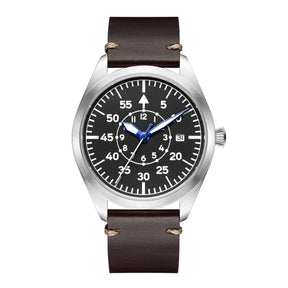 Relógio Militar Automático Pilot Aviator Marrom | URBANO'S