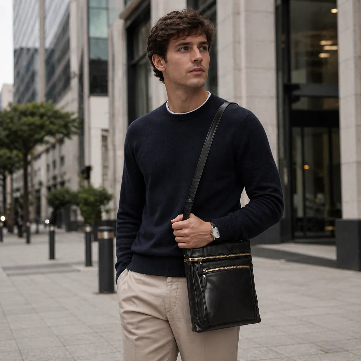 Shoulder Bag em Couro Legítimo Vicenza Preta | URBANO'S