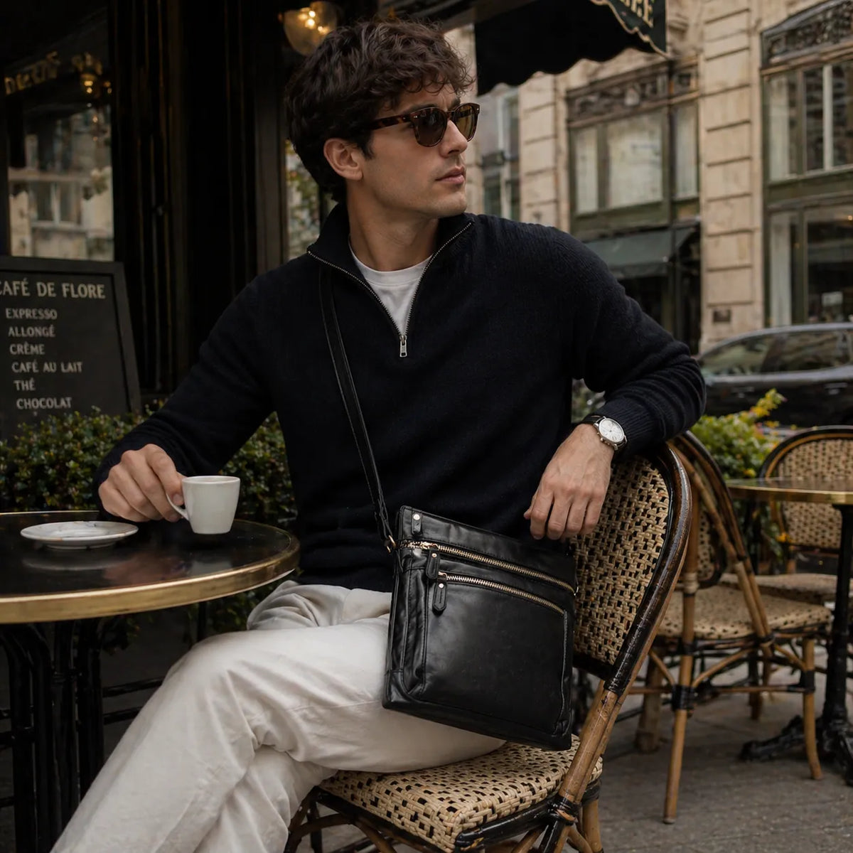 Shoulder Bag em Couro Legítimo Vicenza Preta | URBANO'S