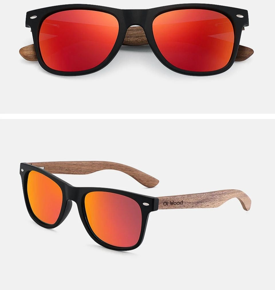 Óculos de Sol Masculino Wood Vermelho | URBANO'S