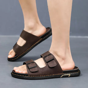 Sandália Masculina Papete em Couro Piacenza | URBANO'S