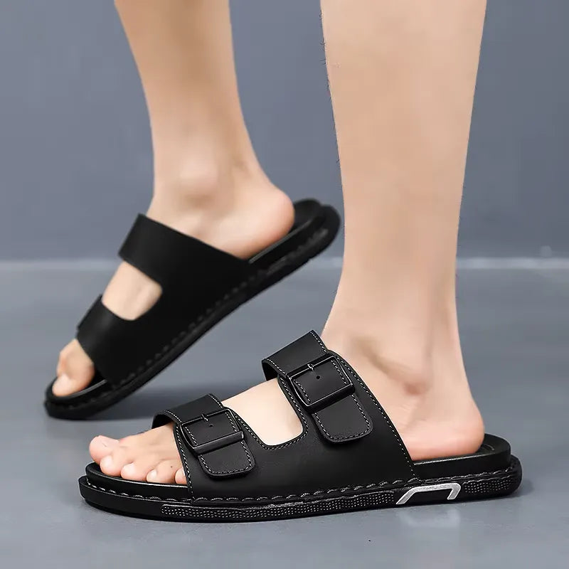 Sandália Masculina Papete em Couro Piacenza | URBANO'S