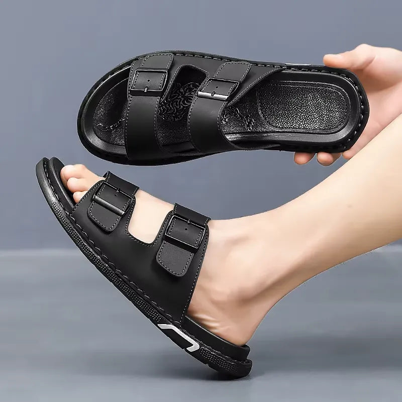 Sandália Masculina Papete em Couro Piacenza | URBANO'S