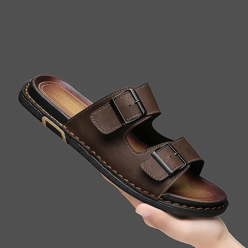 Sandália Masculina Papete em Couro Piacenza | URBANO'S