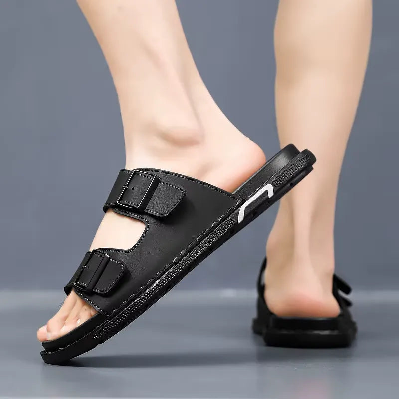 Sandália Masculina Papete em Couro Piacenza | URBANO'S